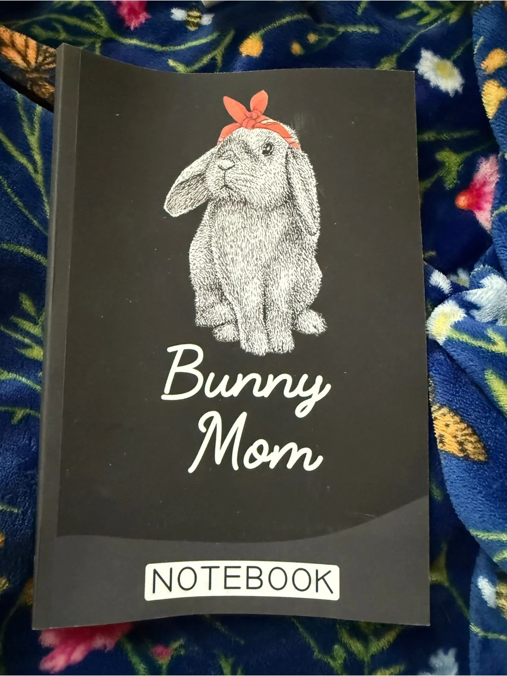 Bunny Mom Notebook - Black Cover with Red Accent